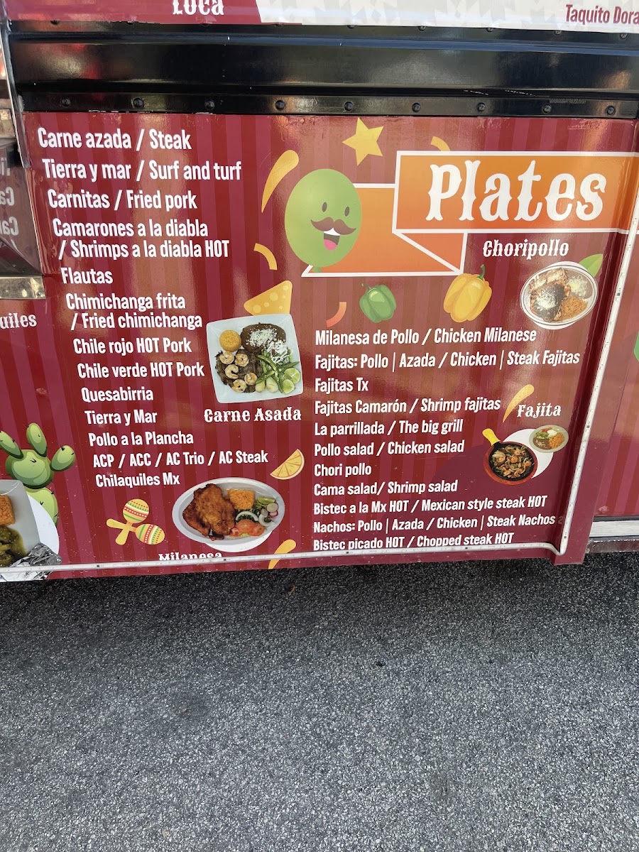 Taqueria Tajumulquense menu board
