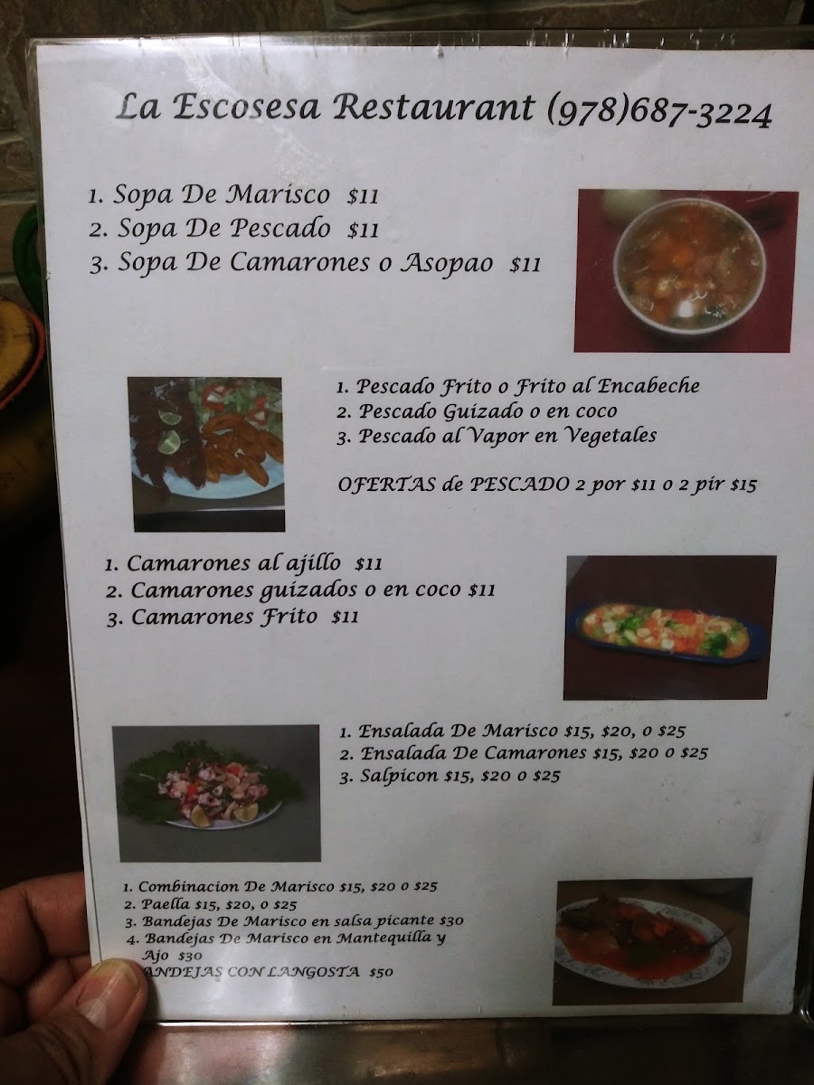 La Escosesa menu board