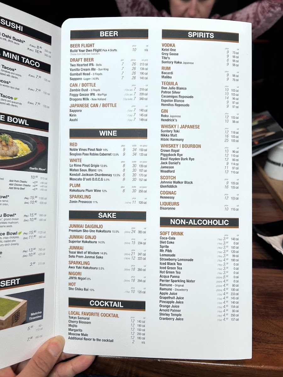 JINYA Ramen Bar - South Bend menu board
