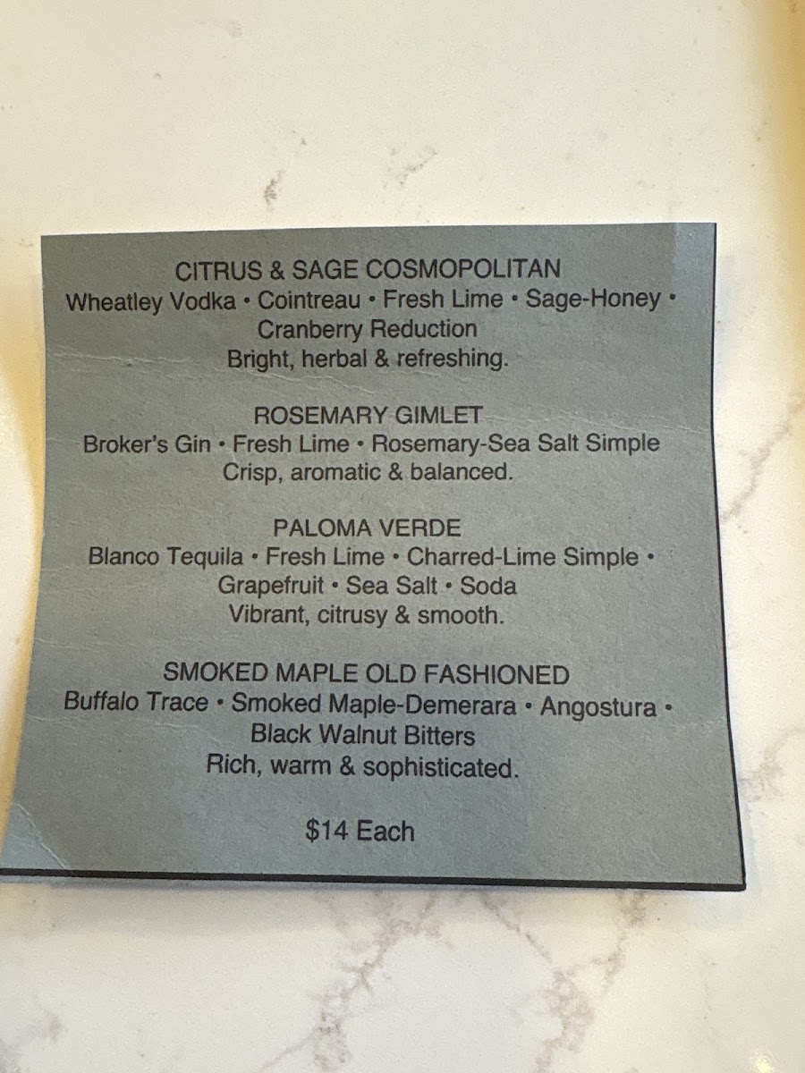 The Parker Hollow menu board
