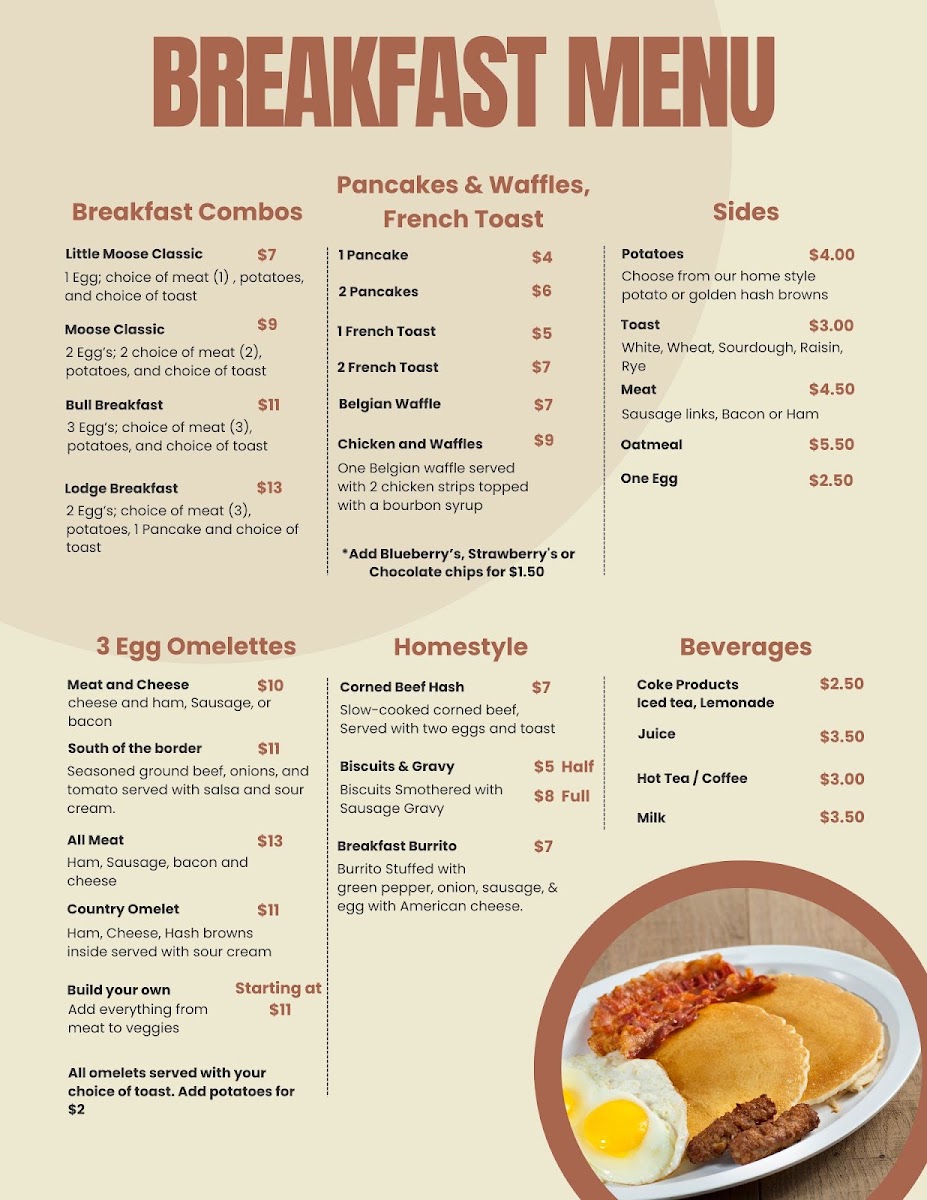 Moosehead bar and resturant menu board