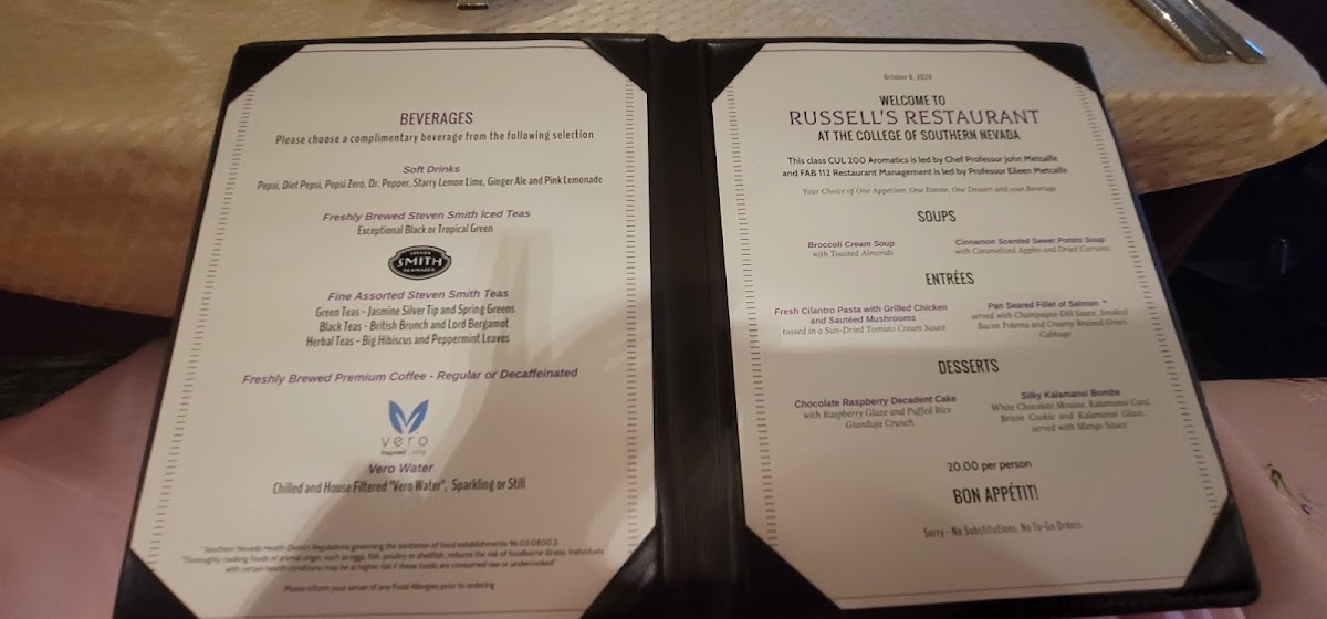 Russell's Restaurant menu board
