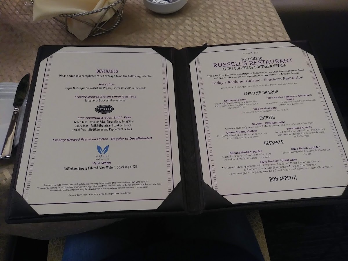 Russell's Restaurant menu board