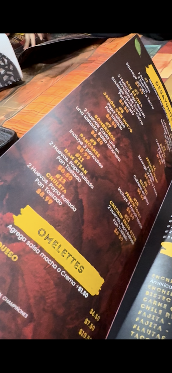 Pan De Vida Restaurant menu board