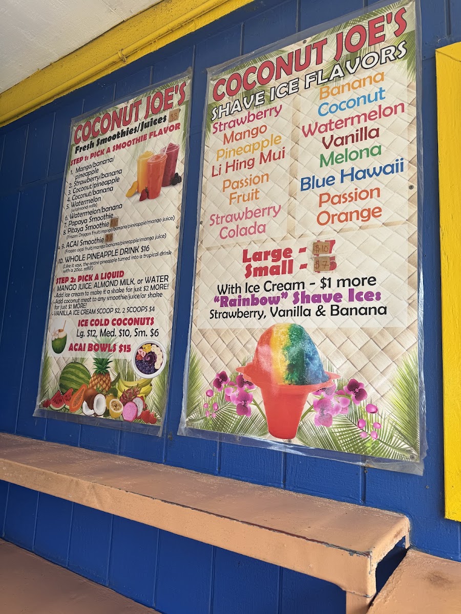 Coconut Joe's menu board