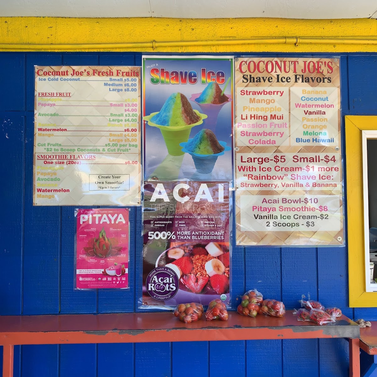 Coconut Joe's menu board