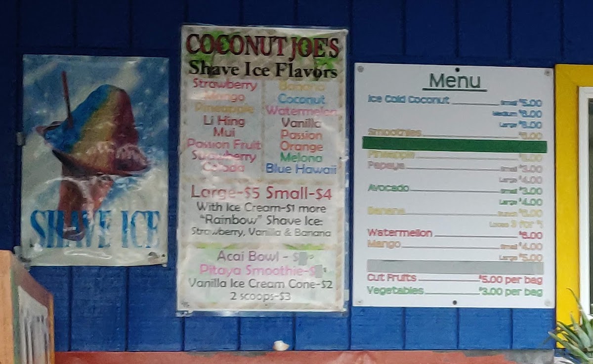 Coconut Joe's menu board