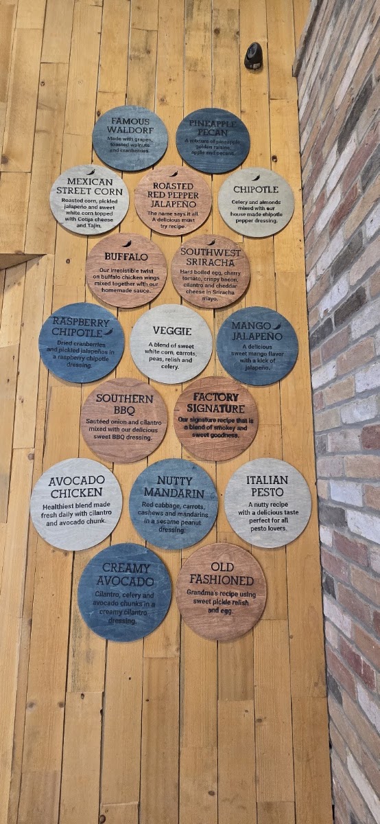 Chicken Salad Factory menu board