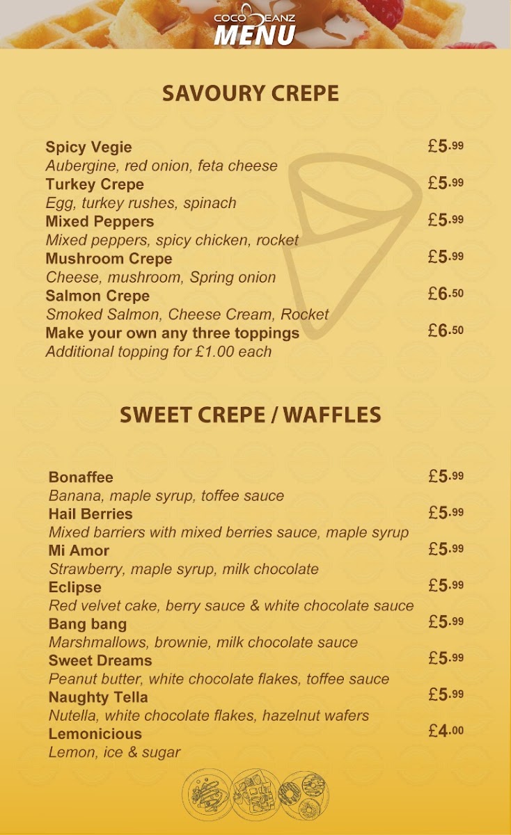 Cocobeanz menu board
