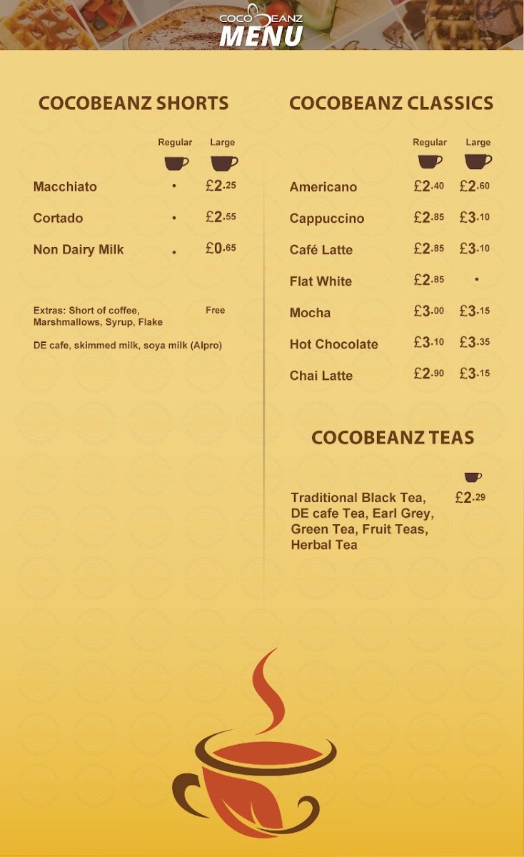 Cocobeanz menu board