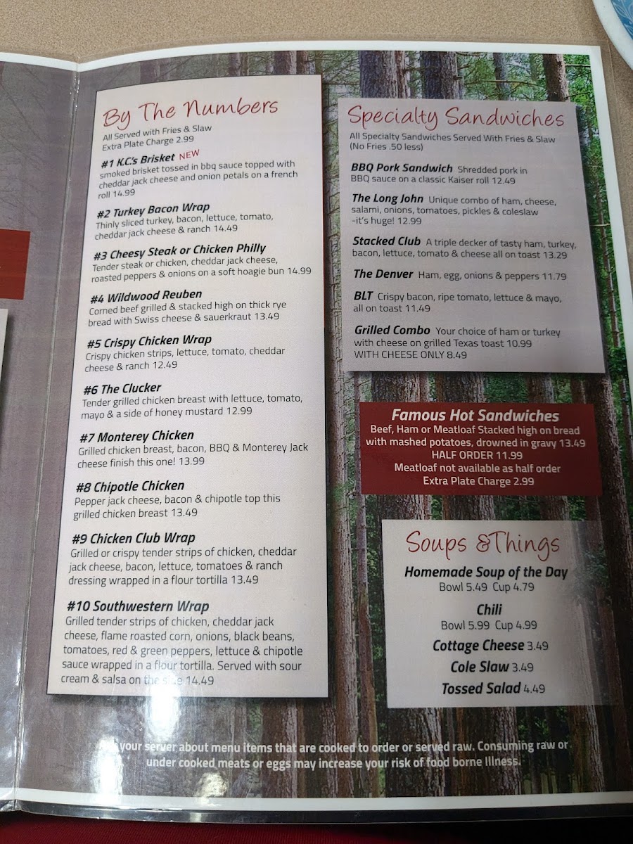 Wildwood Restaurant menu board