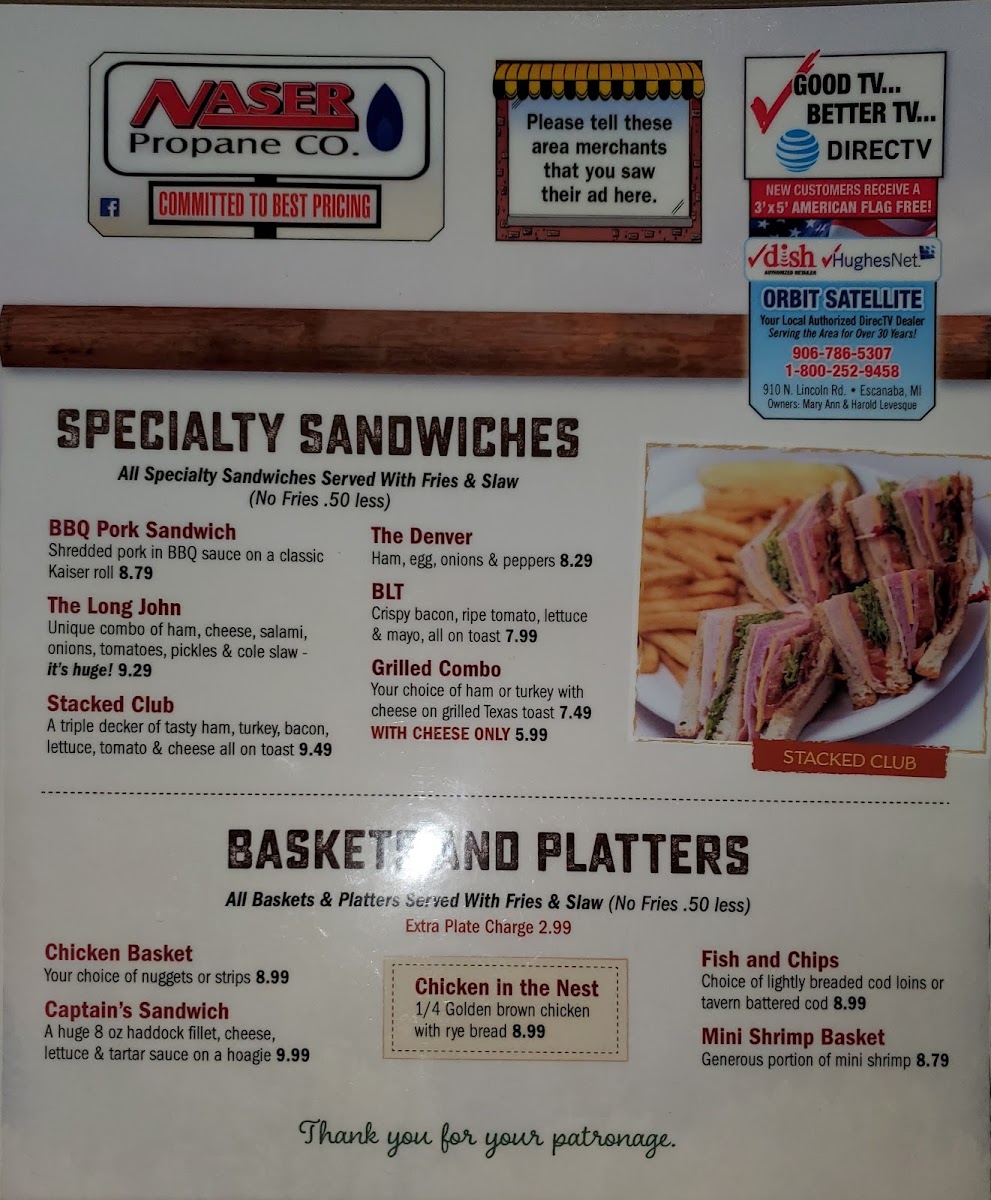 Wildwood Restaurant menu board