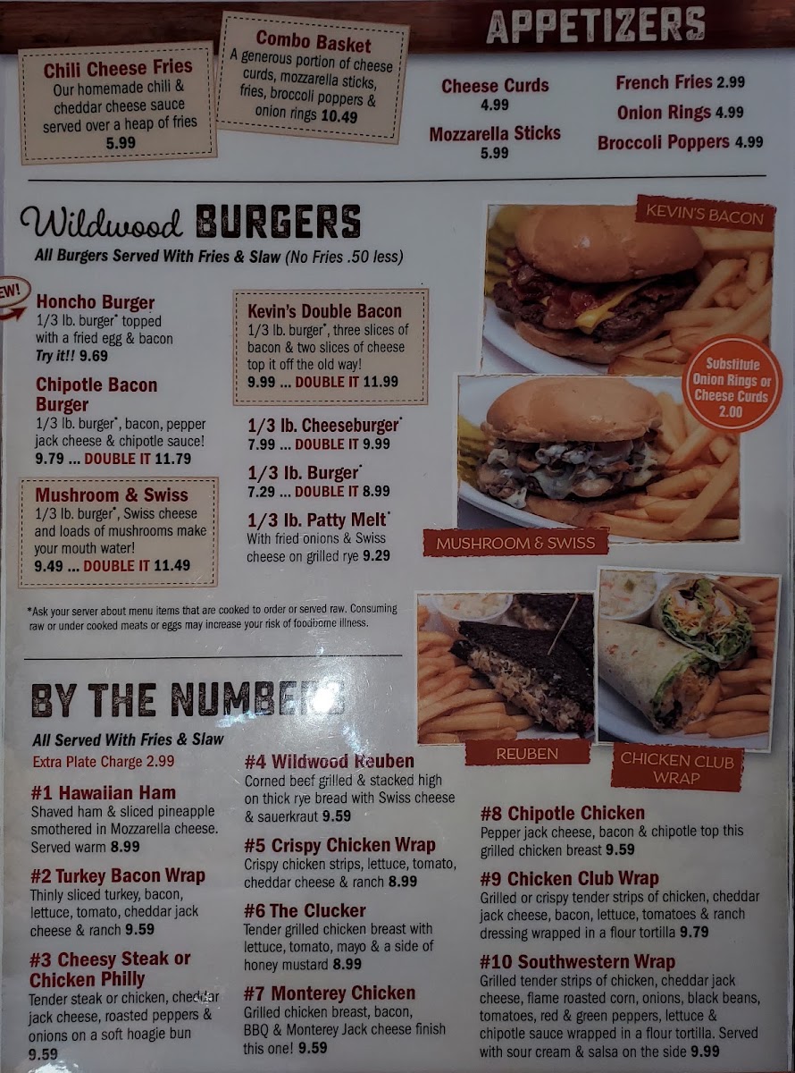 Wildwood Restaurant menu board