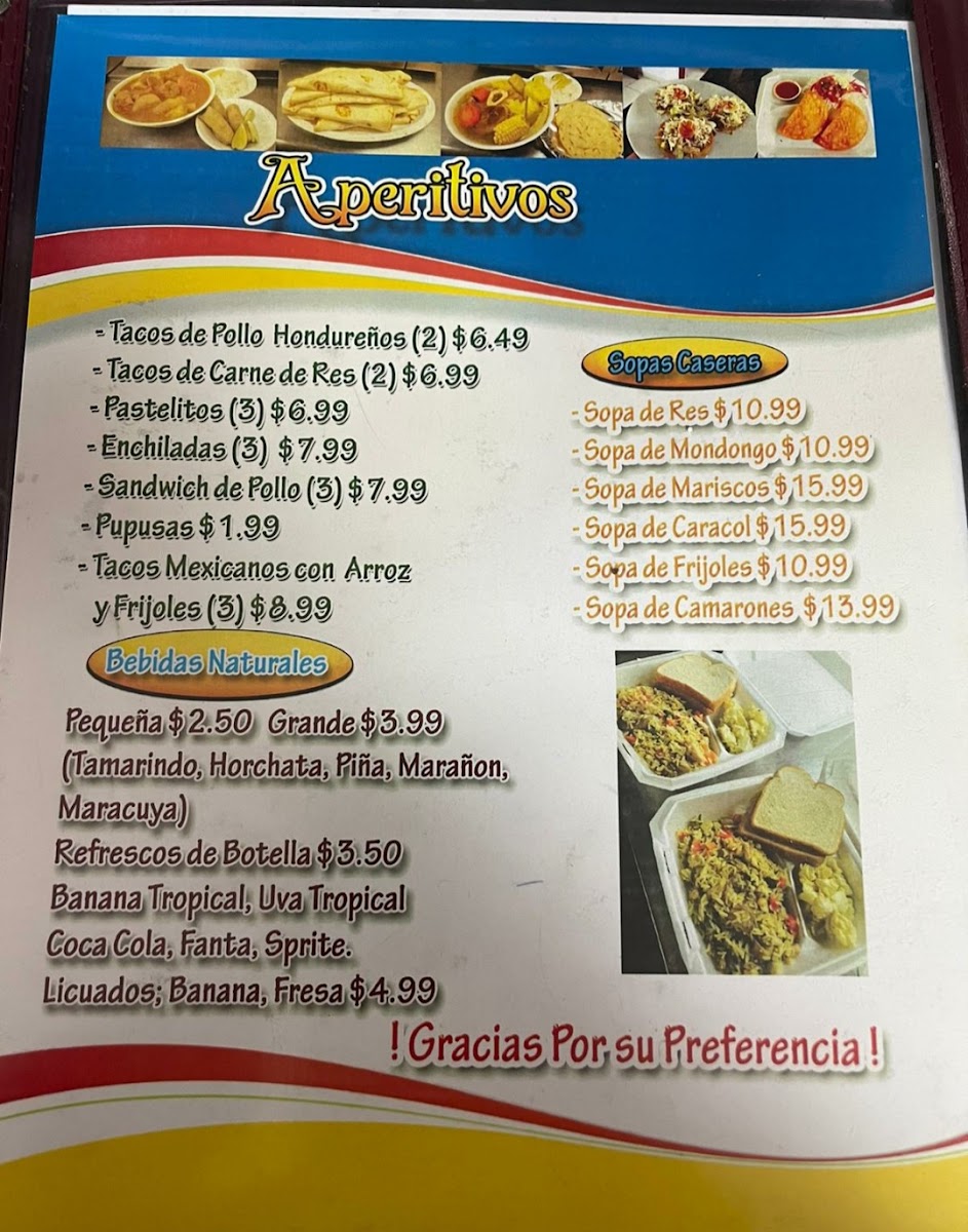 Leylita Restaurant menu board