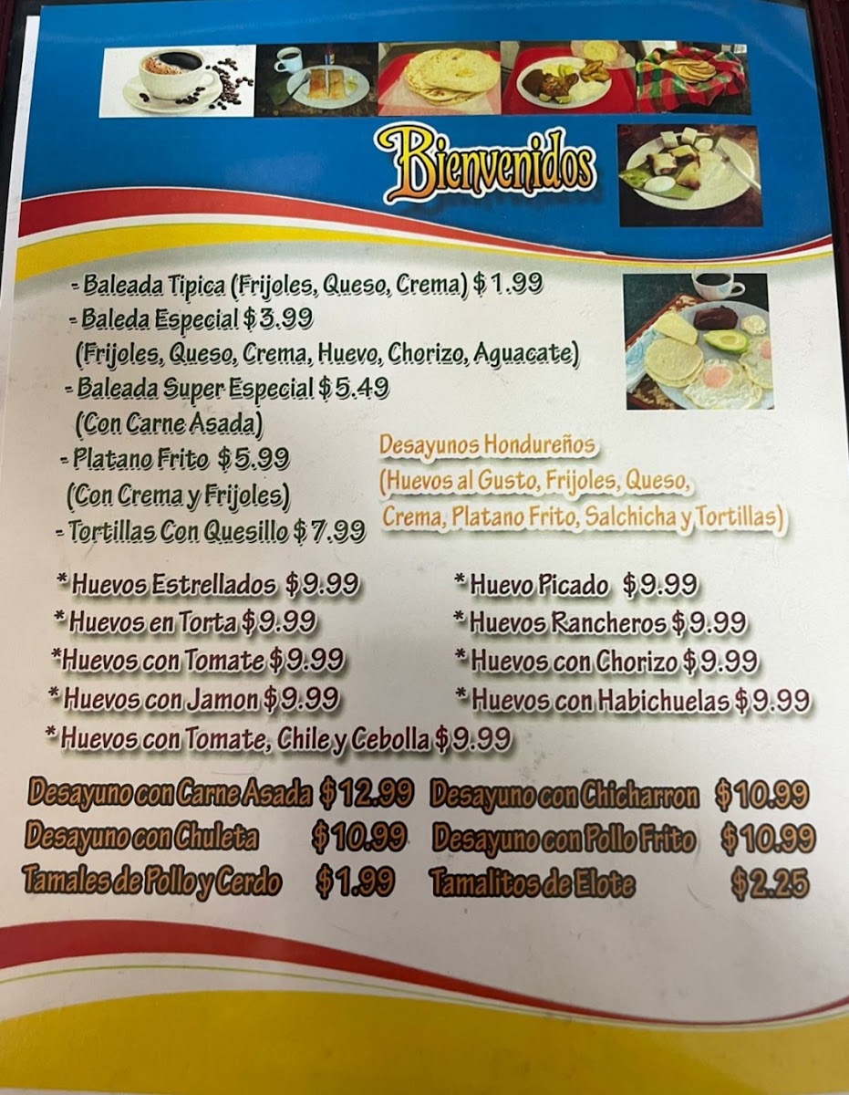 Leylita Restaurant menu board