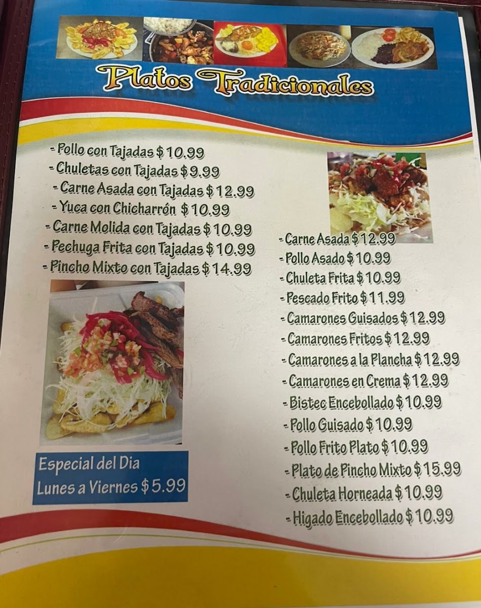 Leylita Restaurant menu board
