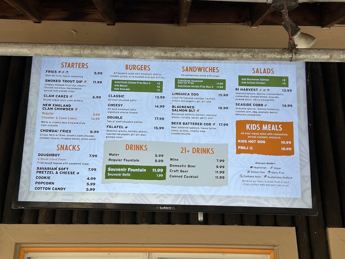 Tuskers menu board