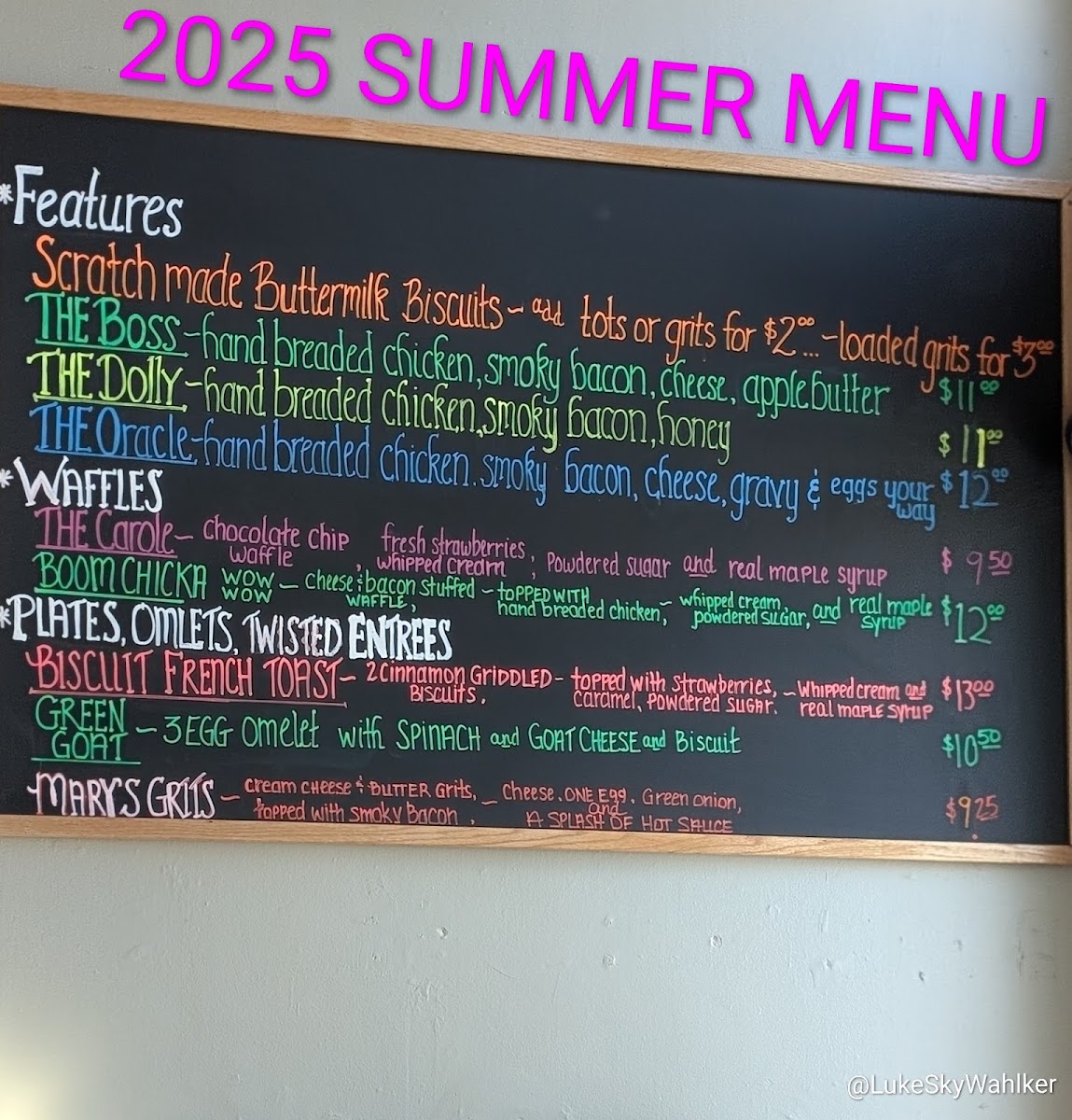 Buttermilk Biscuit Company & Coffee Shop menu board