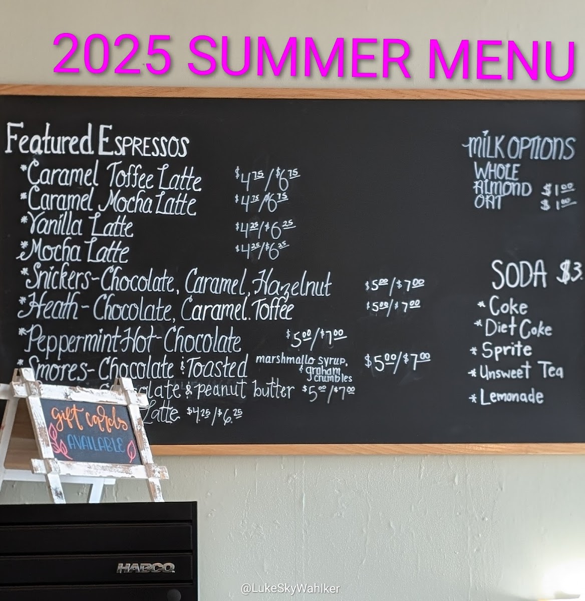 Buttermilk Biscuit Company & Coffee Shop menu board