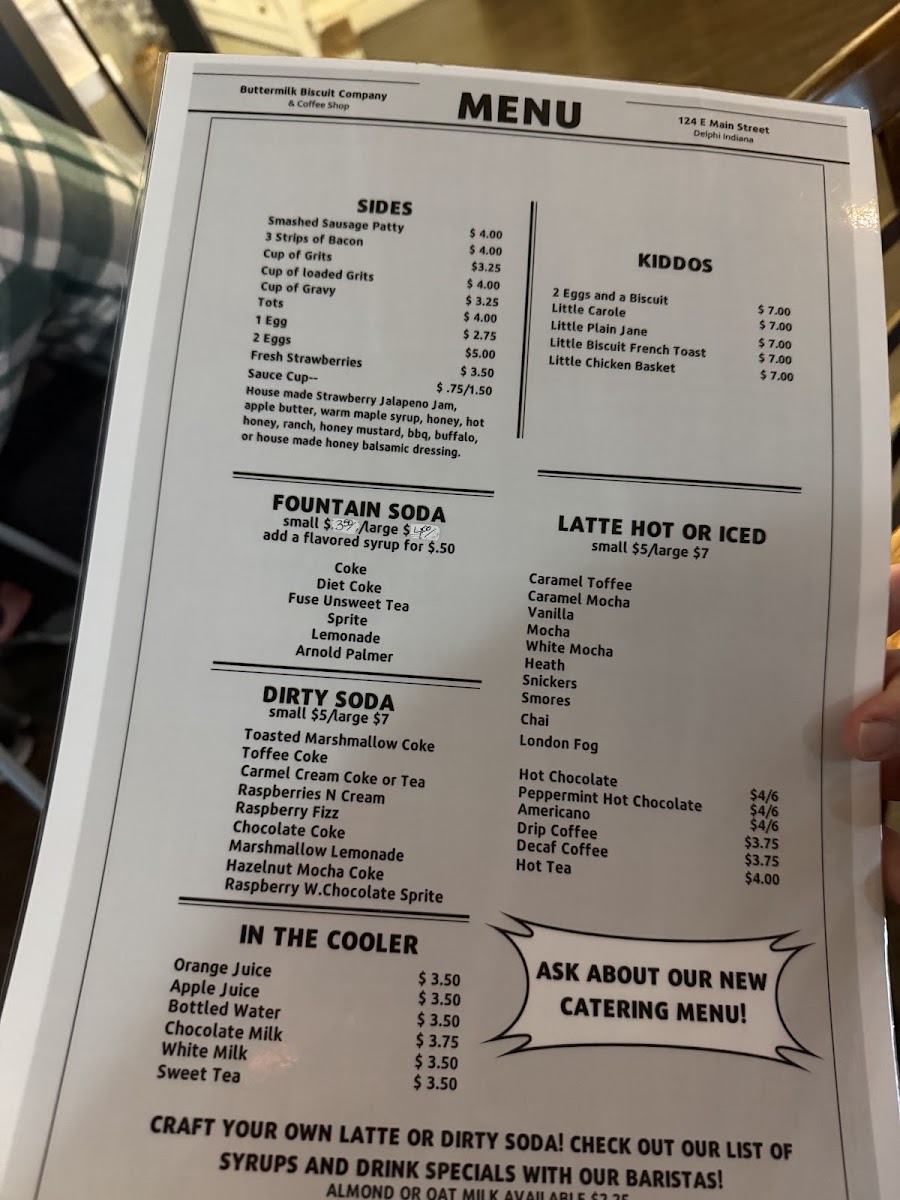 Buttermilk Biscuit Company & Coffee Shop menu board