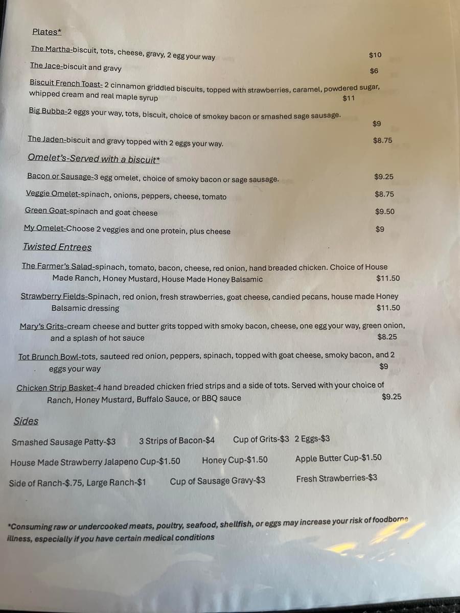 Buttermilk Biscuit Company & Coffee Shop menu board