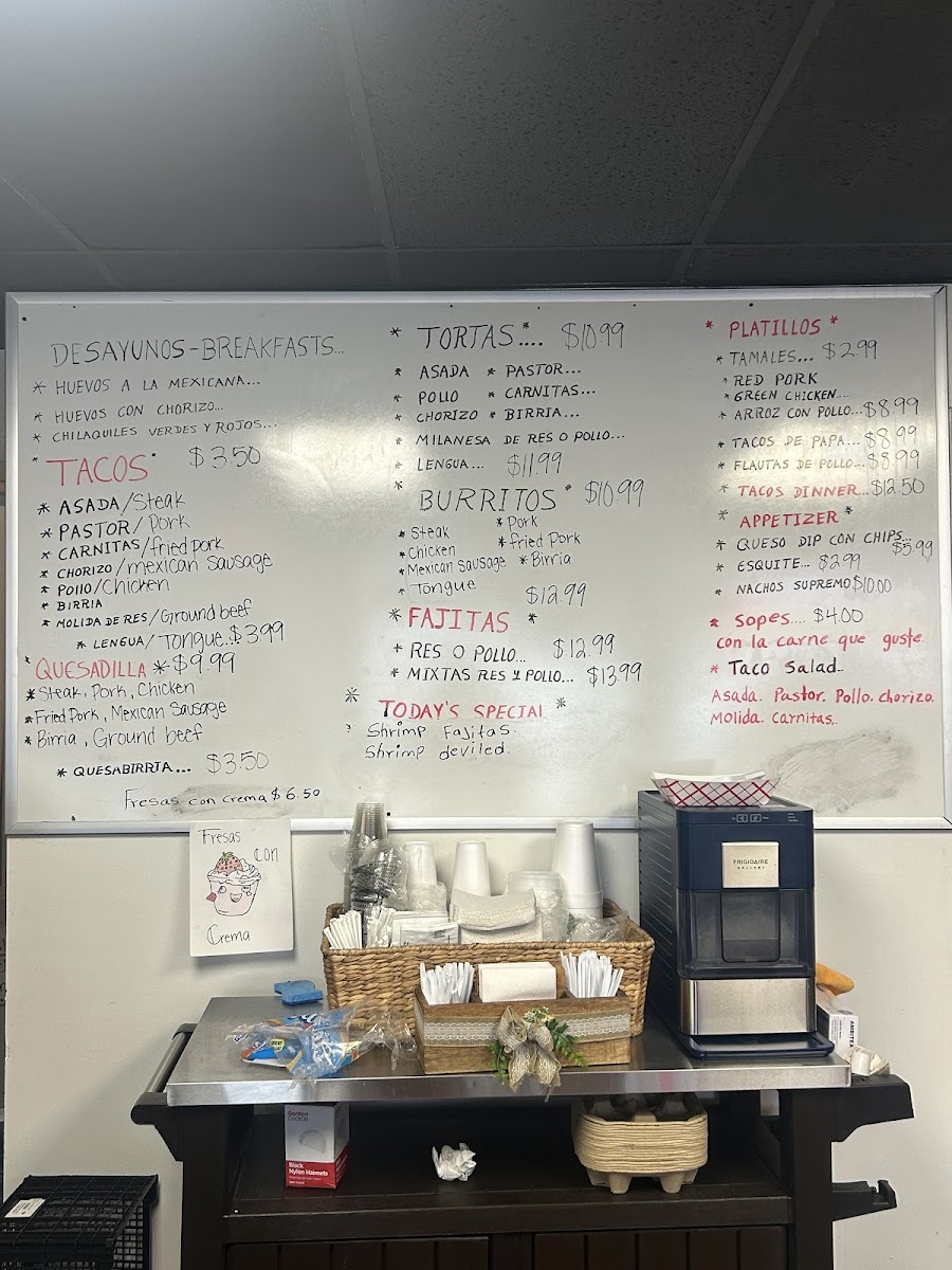 Los Compadres Authentic Mexican Food menu board
