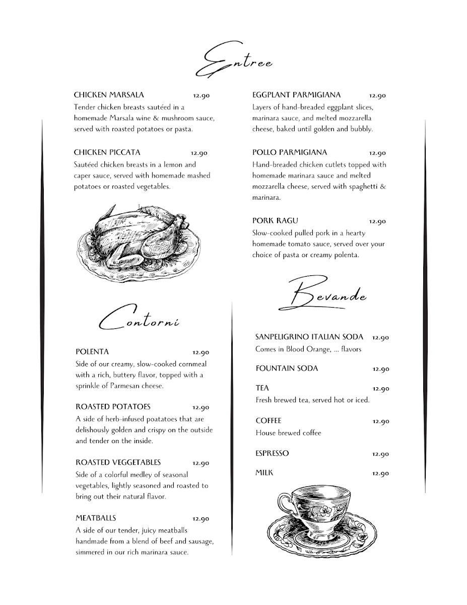 Paretta's Italian Ristorante menu board