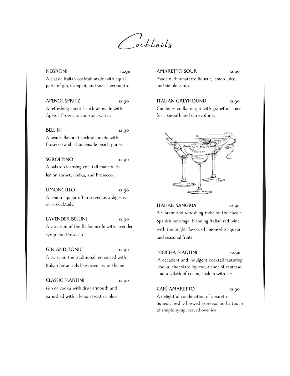 Paretta's Italian Ristorante menu board