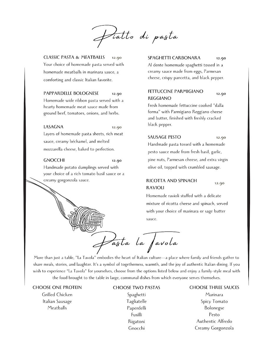 Paretta's Italian Ristorante menu board