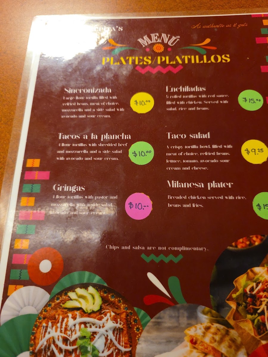 Lupita's Mexican Store and Restaurant menu board