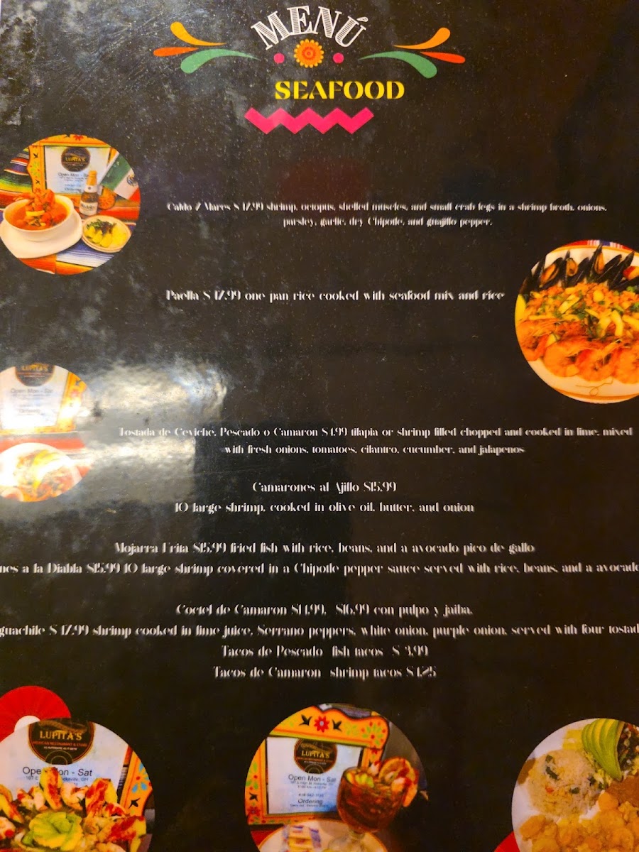 Lupita's Mexican Store and Restaurant menu board