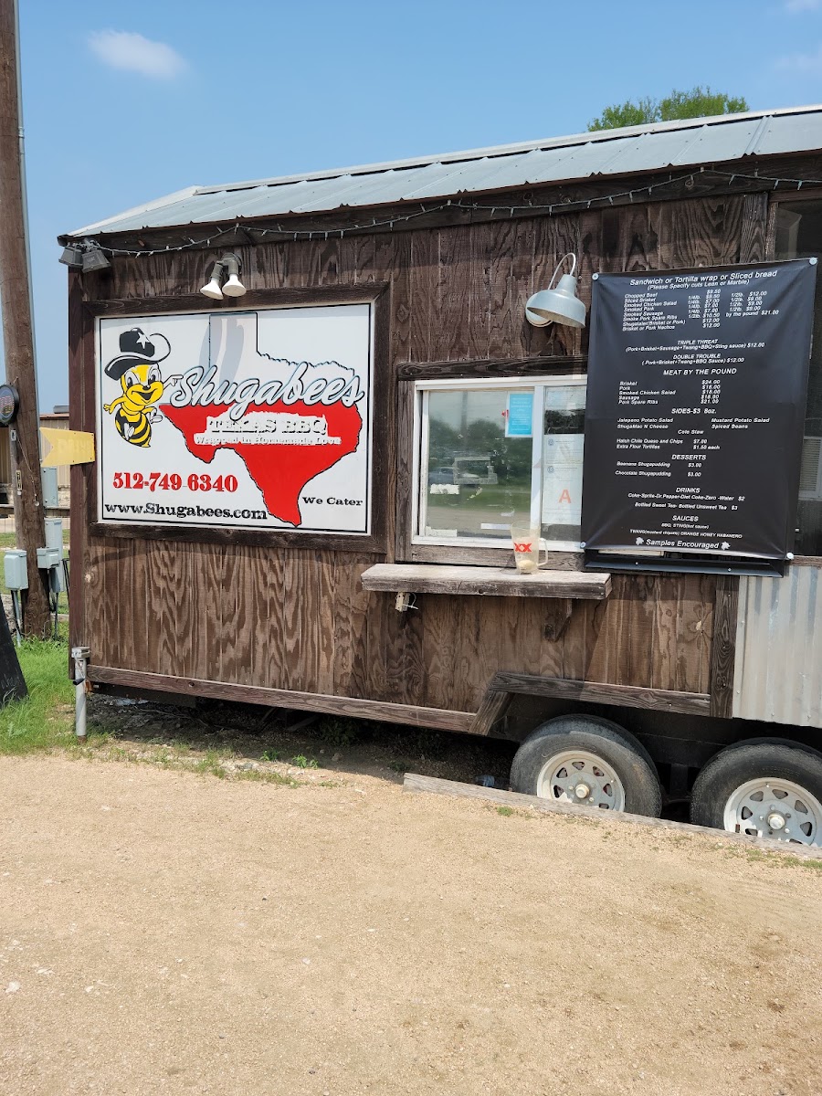 Shugabees Texas BBQ menu board