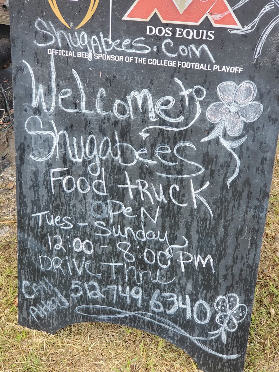 Shugabees Texas BBQ menu board