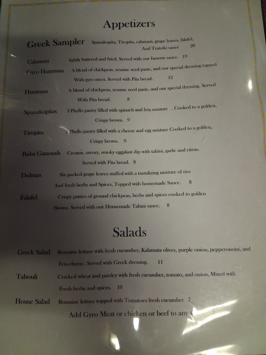 Mazen Mediterranean Grill menu board