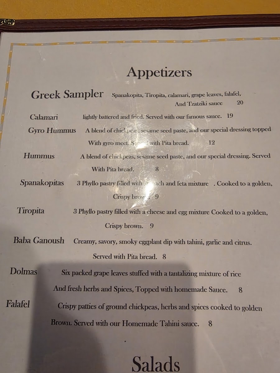 Mazen Mediterranean Grill menu board