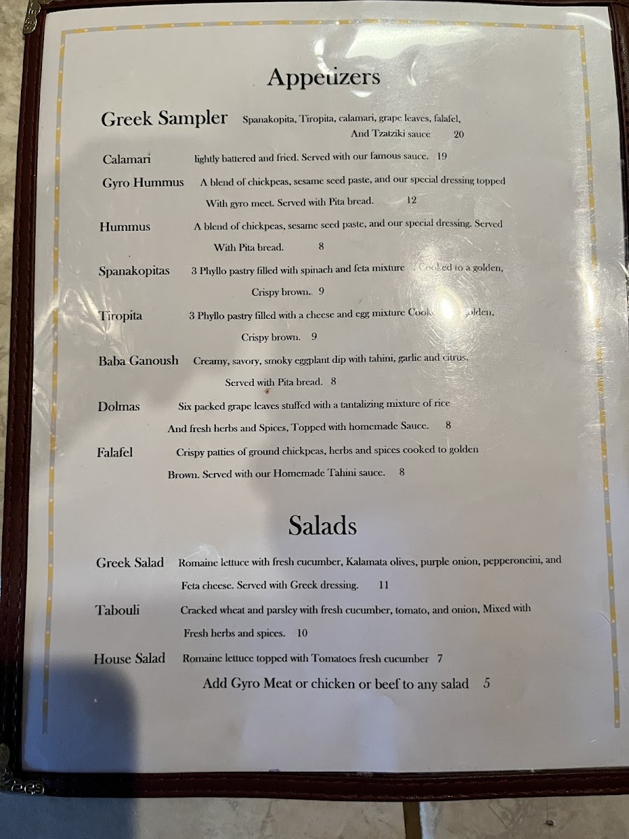 Mazen Mediterranean Grill menu board