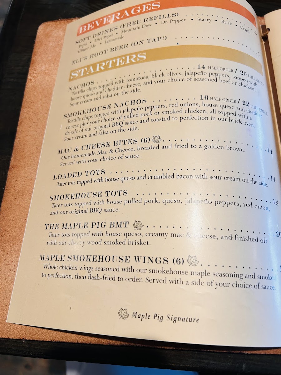 The Maple Pig menu board