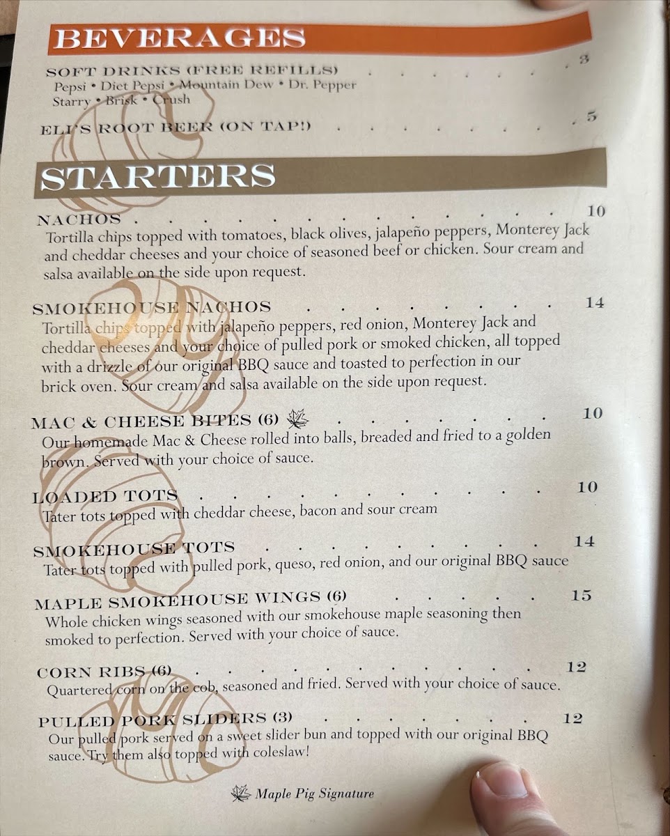 The Maple Pig menu board