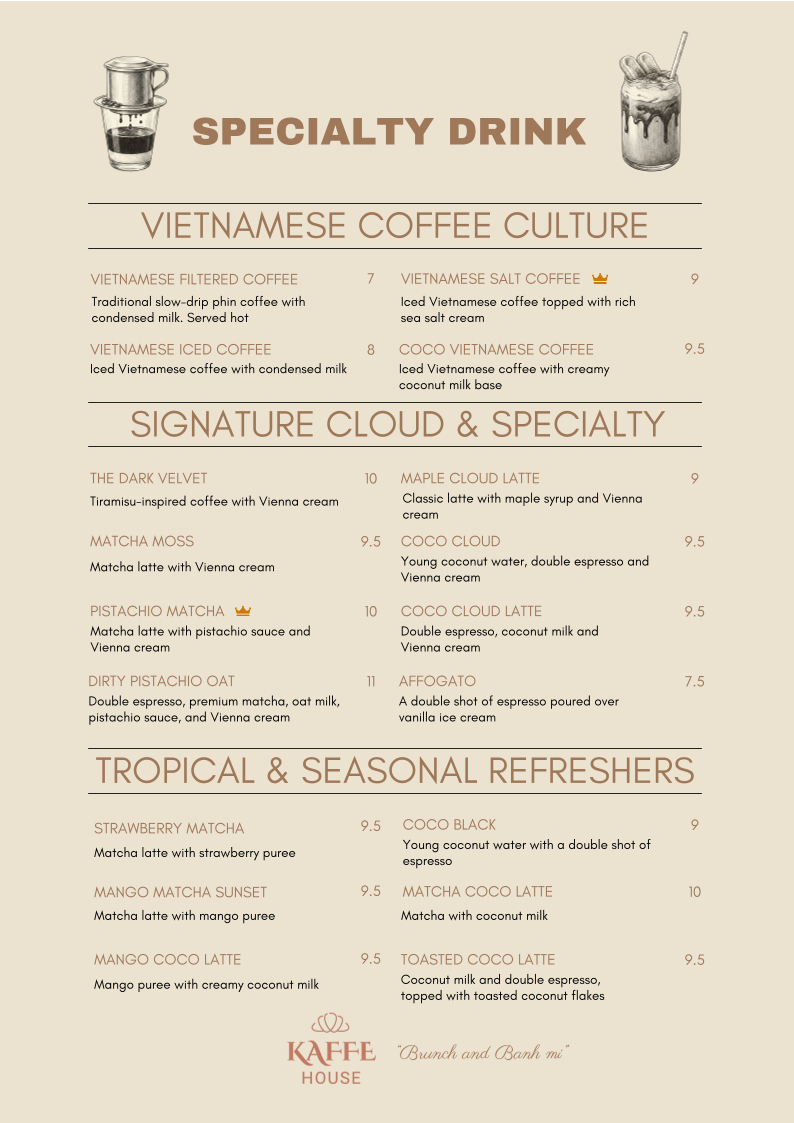 Kaffe European menu board