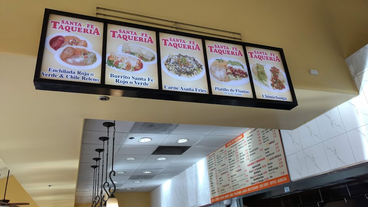 SANTA FE TAQUERIA menu board