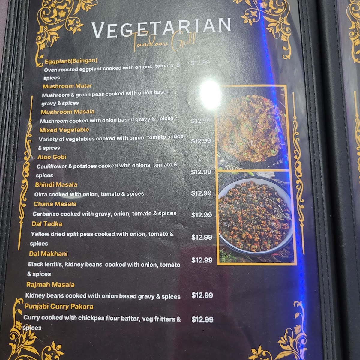Tandoori grill & bar -Athol menu board