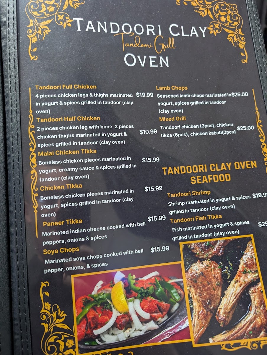 Tandoori grill & bar -Athol menu board