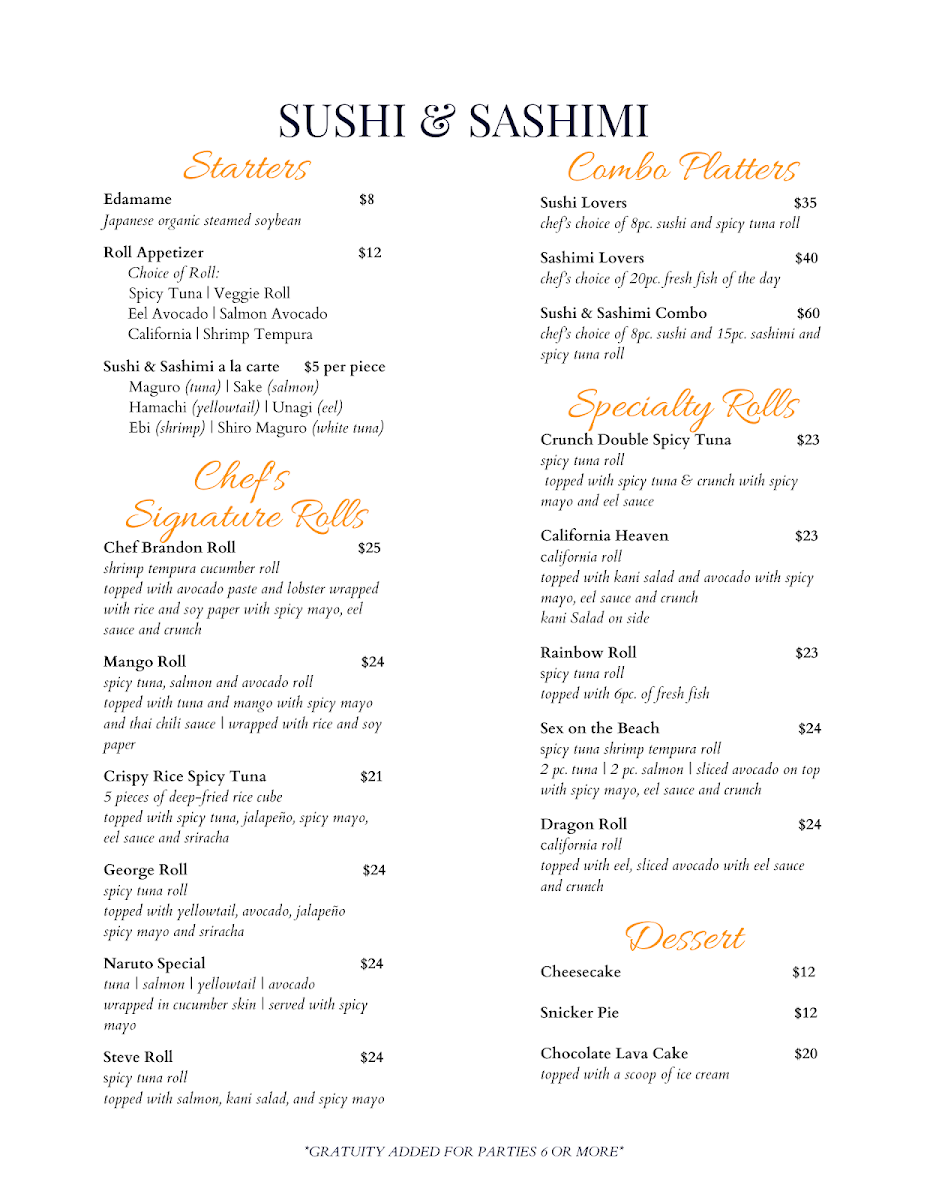 Waterview Restaurant menu board