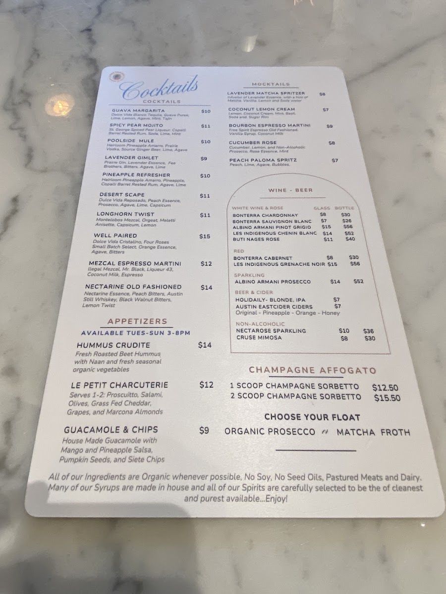 Nectarine menu board