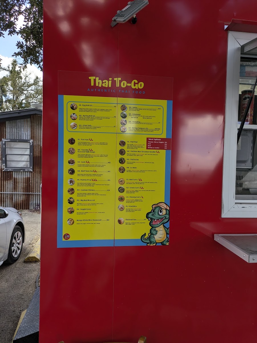 THAI TO-GO menu board
