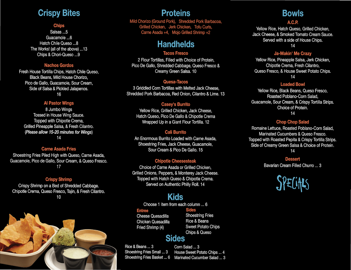 Gordingo's menu board