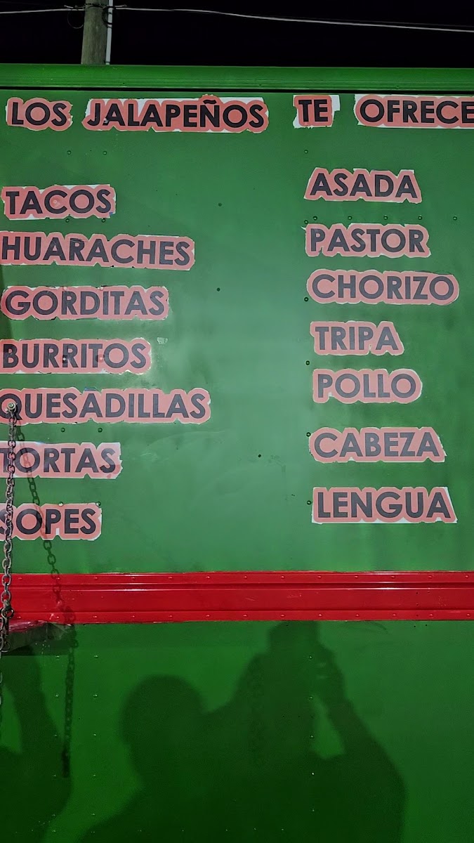 Los Jalapenos Don Polo Taqueria menu board