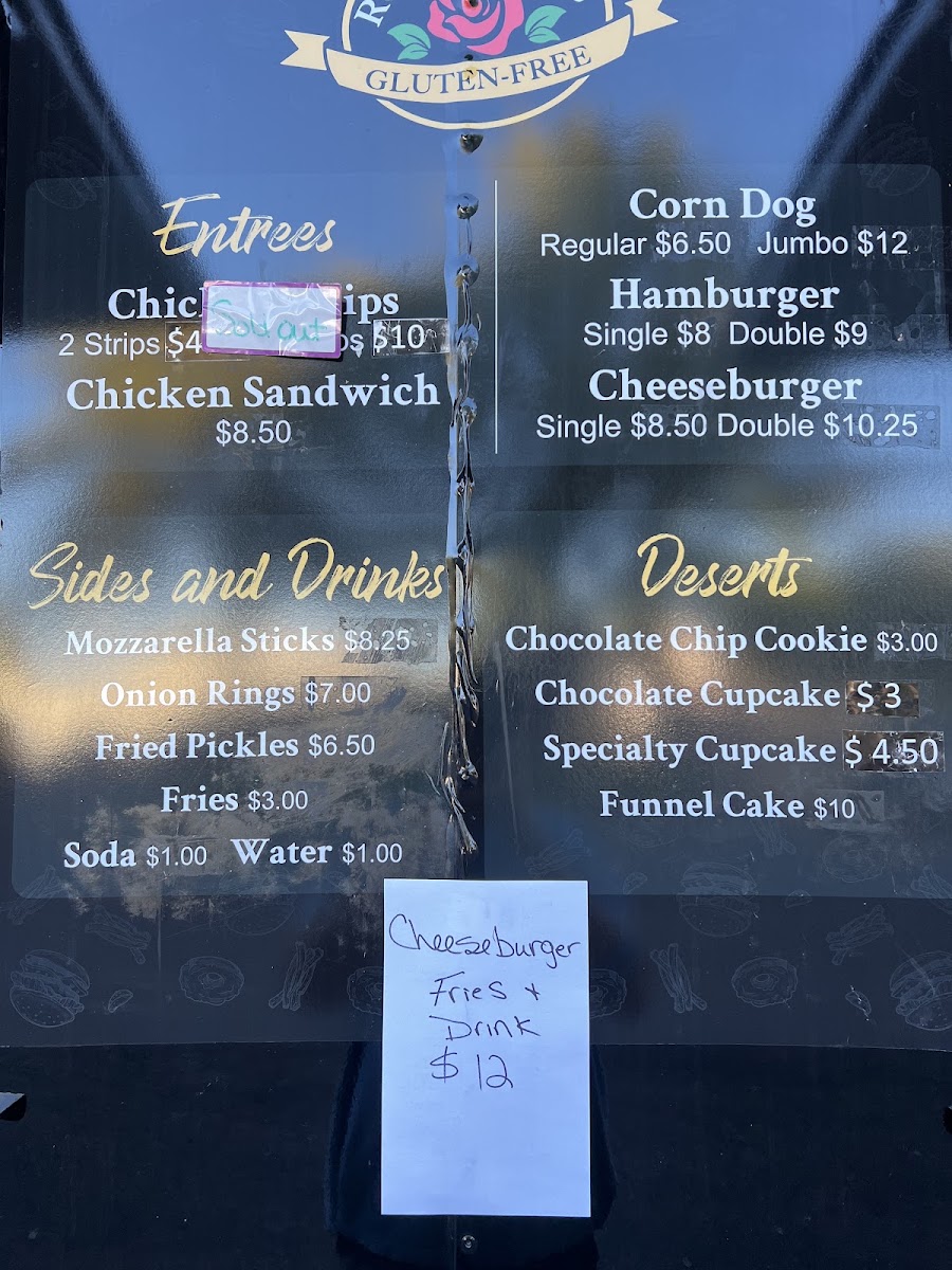 Rose Maries Gluten Free menu board