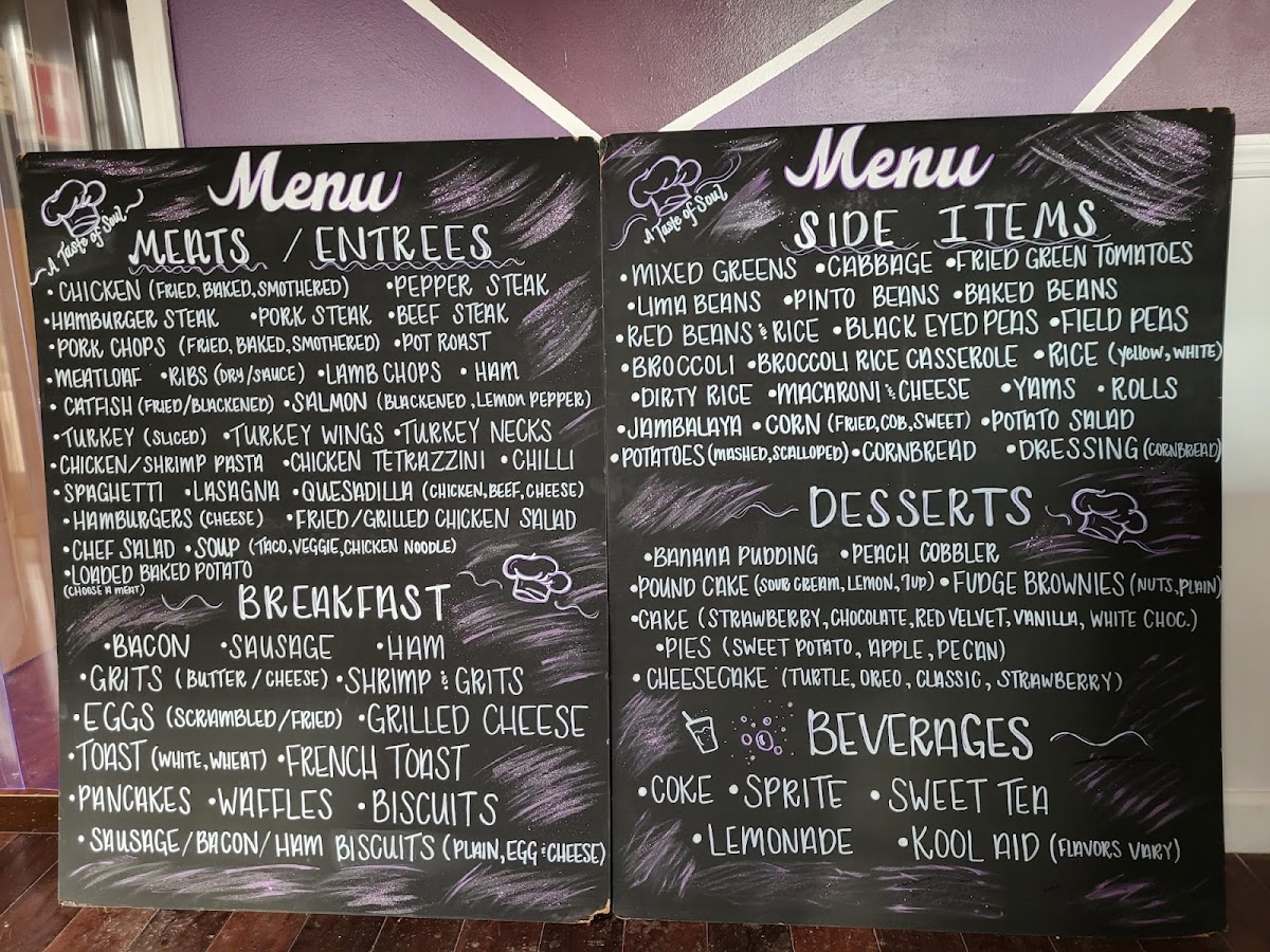 A Taste of Soul “MS” menu board