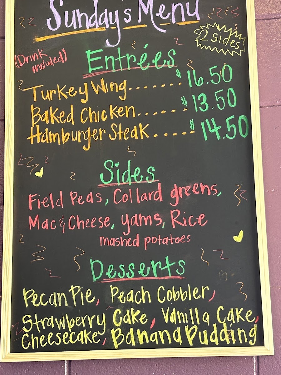 A Taste of Soul “MS” menu board